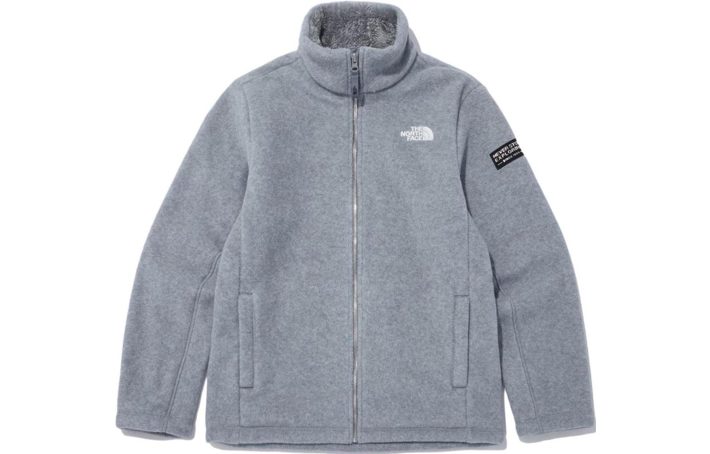 TNF Light Gray Casual Logo Print Stand Collar Jacket NJ4FN58L