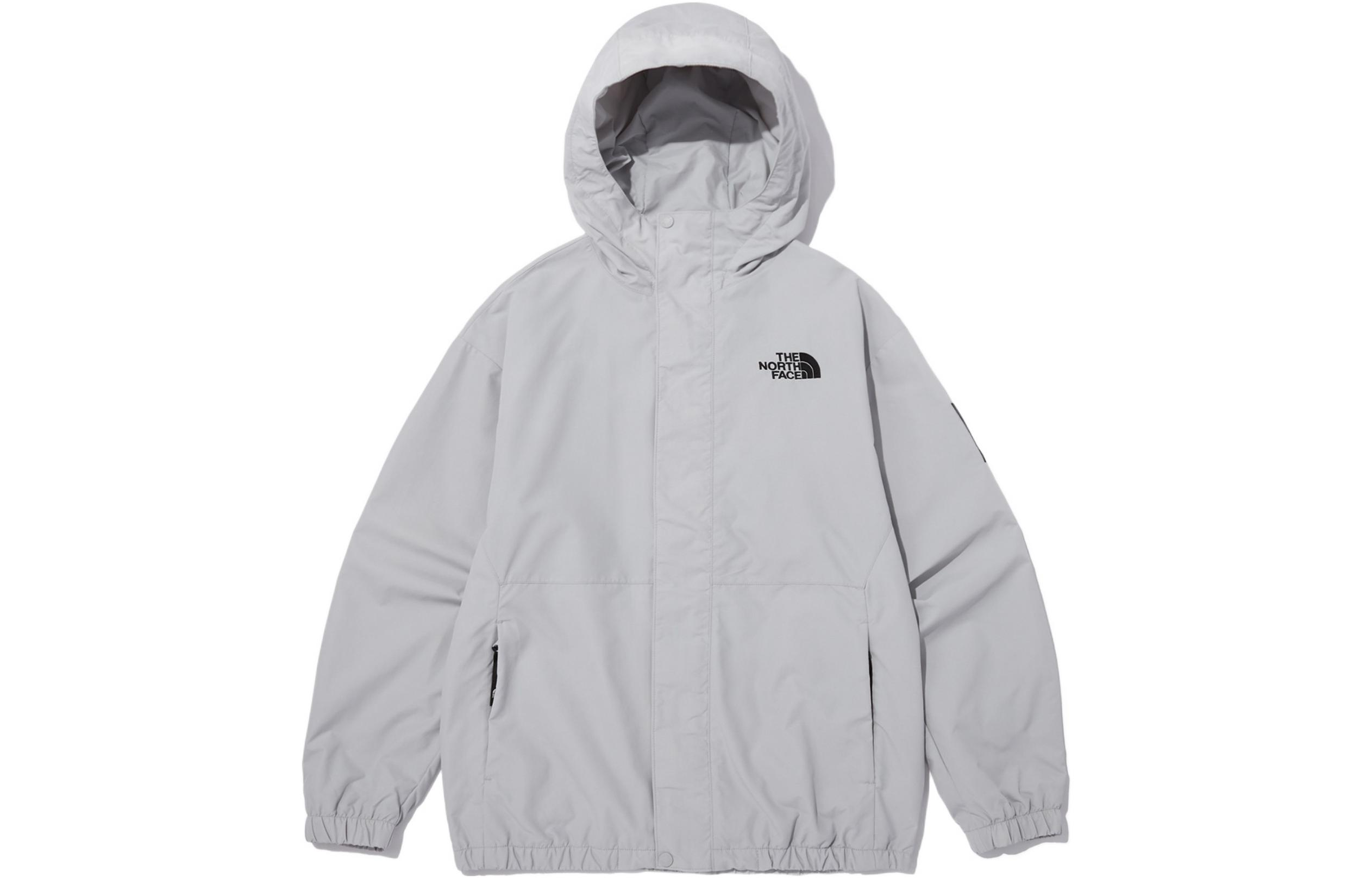 TNF Light Gray Solid Logo Print Hooded Jacket nj3bn55K
