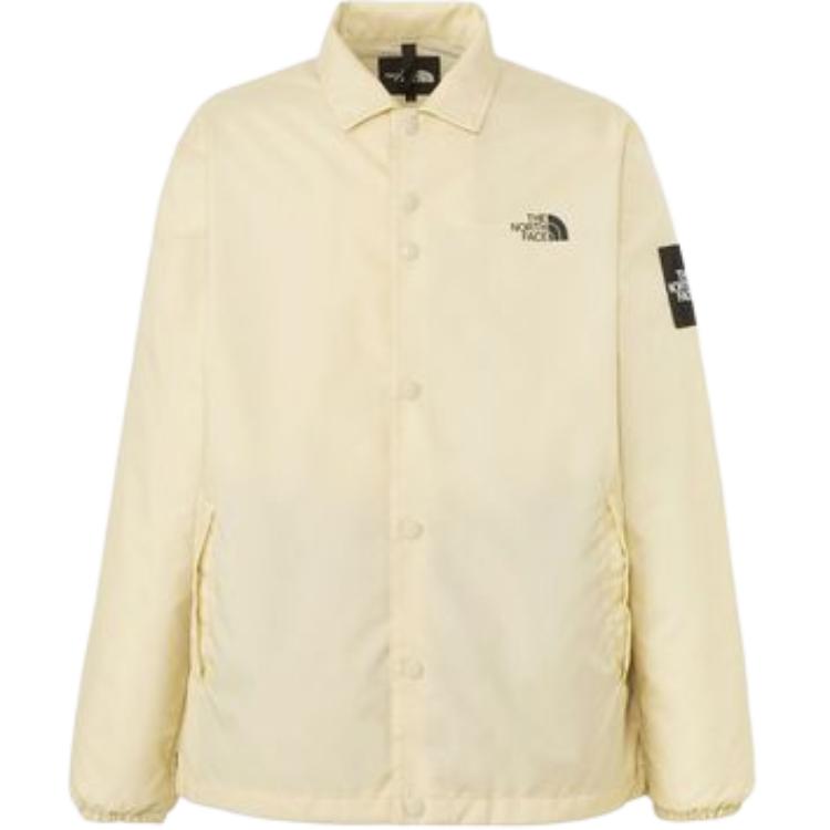 TNF Light Yellow Logo Print Long Sleeve Polo Jacket Unisex NP72130-GL