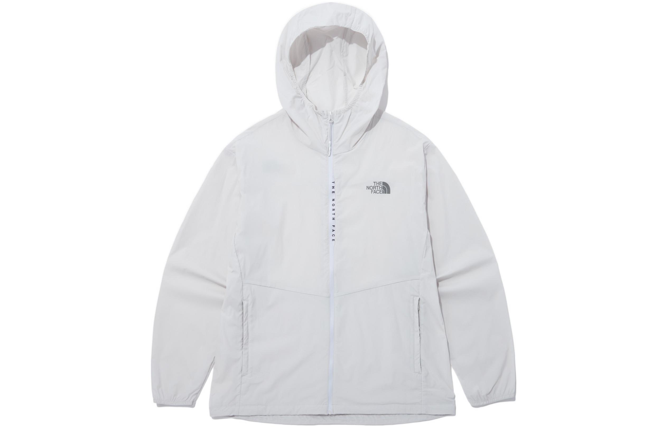 TNF Lightweight White Hoodie Jacket with Logo Print NJ3LP00L
