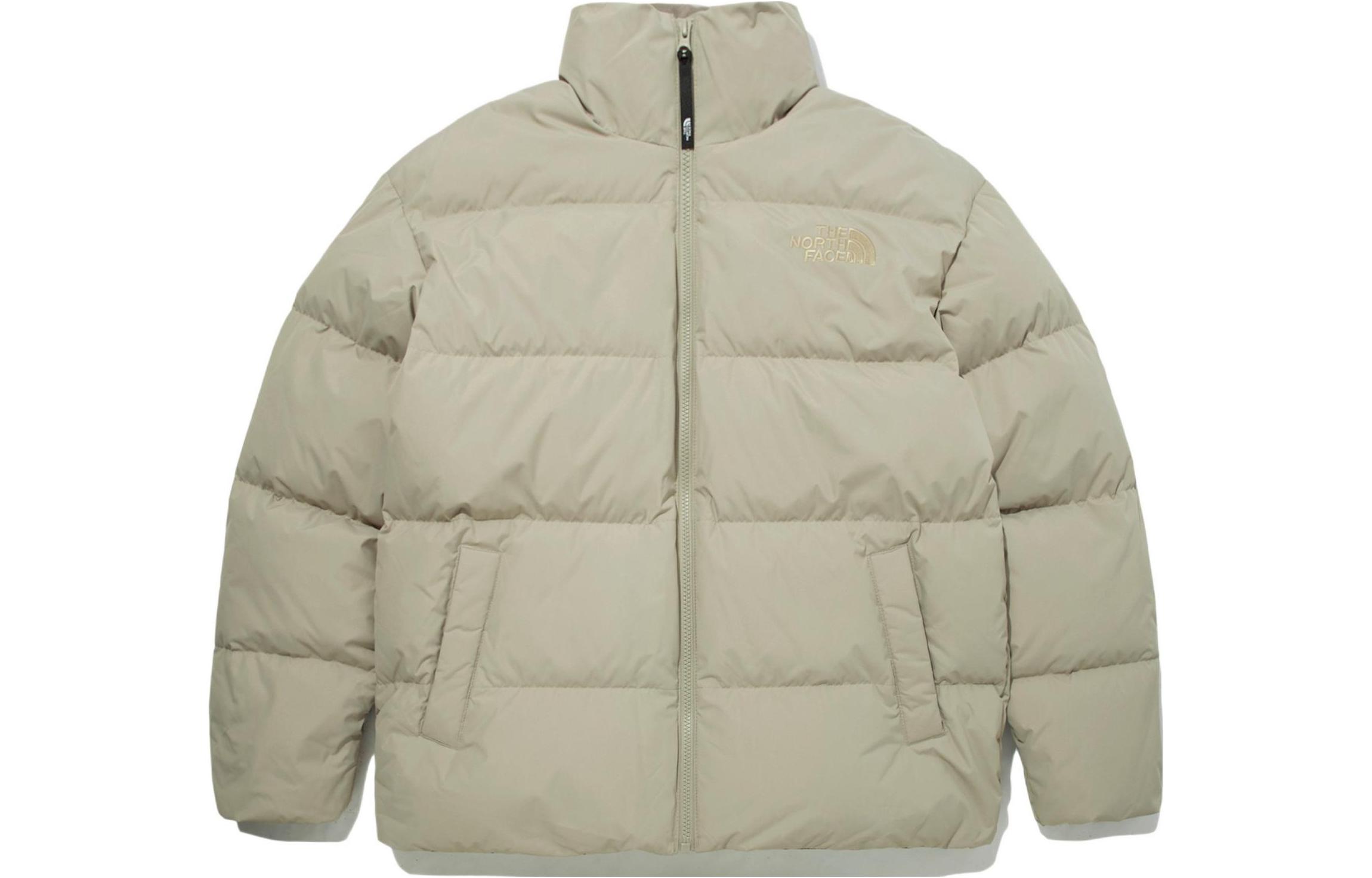 TNF Lofty Logo Print Down Jacket Unisex - Milk Tea Color NJ1DN84D