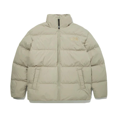 TNF Lofty Logo Print Down Jacket Unisex - Milk Tea Color NJ1DN84D