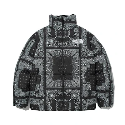 TNF Lofty Paisley Down Jacket Black Unisex Winter Collection NJ1DM76A
