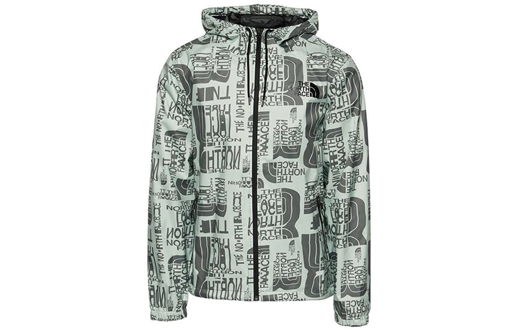 TNF Logo All-Over Outdoor Waterproof Breathable Jacket Grey Men NF0A52ZX-OAB