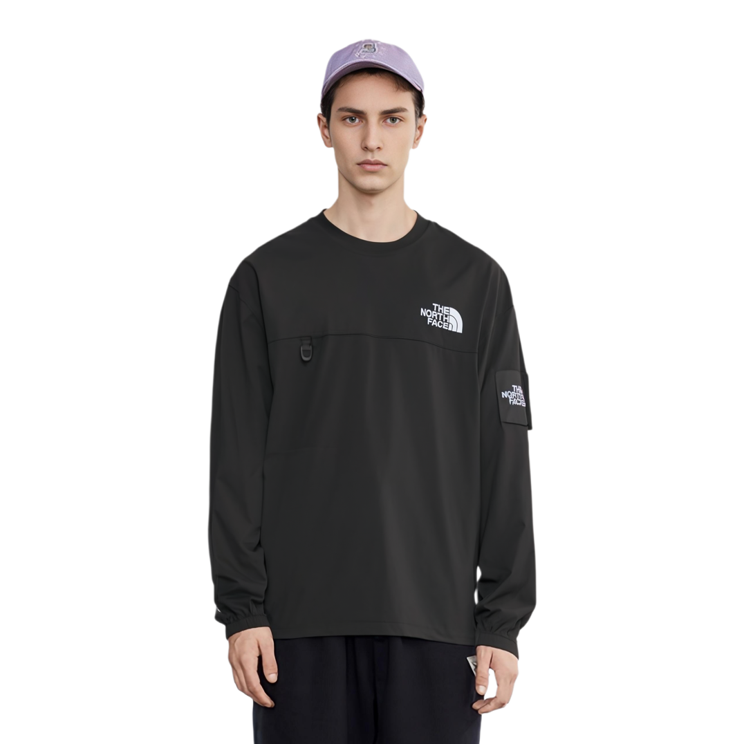 Shop The North Face 男女黑色Logo圓領套頭衫 NM5MQ52J