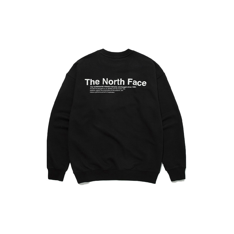TNF Logo Crewneck Sweatshirt Black Unisex Casual Fit Long Sleeve NM5MM56J
