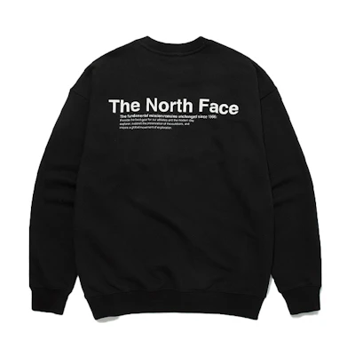 TNF Logo Crewneck Sweatshirt Black Unisex Casual Fit Long Sleeve NM5MM56J