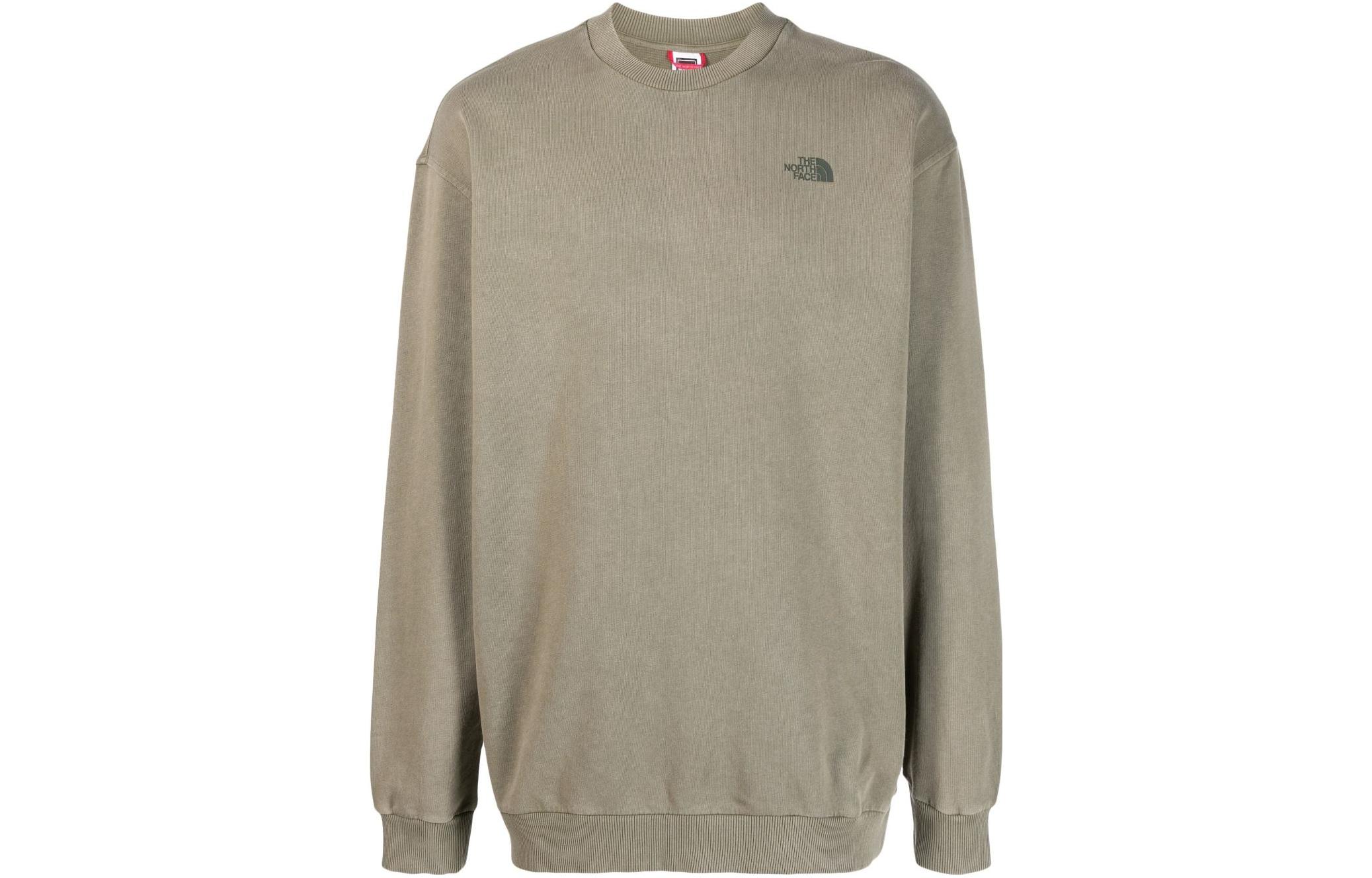 TNF Logo Crewneck Sweatshirt Gray Brown Long Sleeve NF0A826L21L1