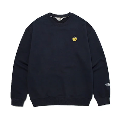 TNF Logo Embroidered Casual Pullover Sweatshirt Navy Unisex NM5MM53J