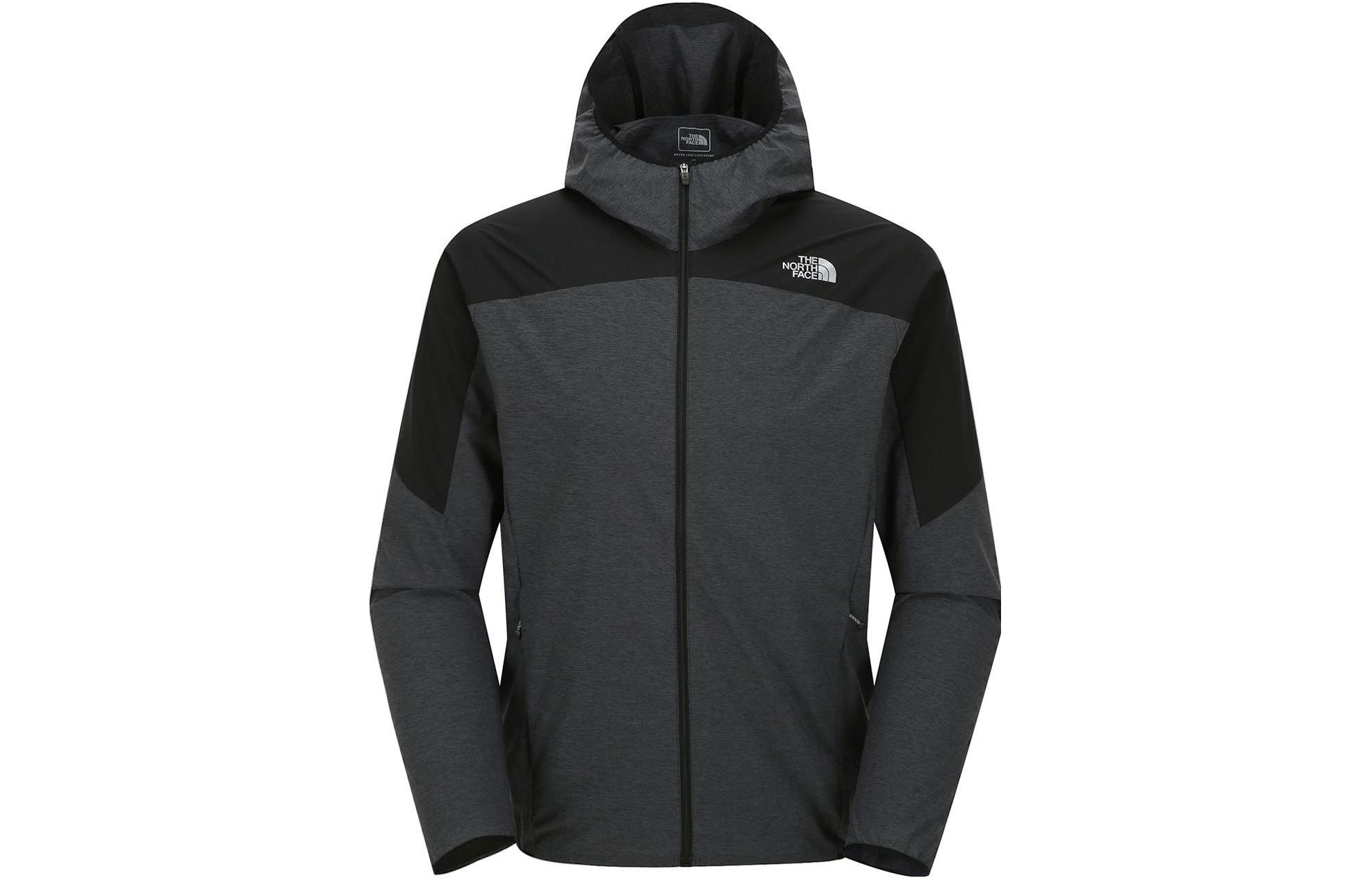 TNF Logo Embroidered Colorblock Hoodie Jacket - Dark Gray NJ3LJ05A