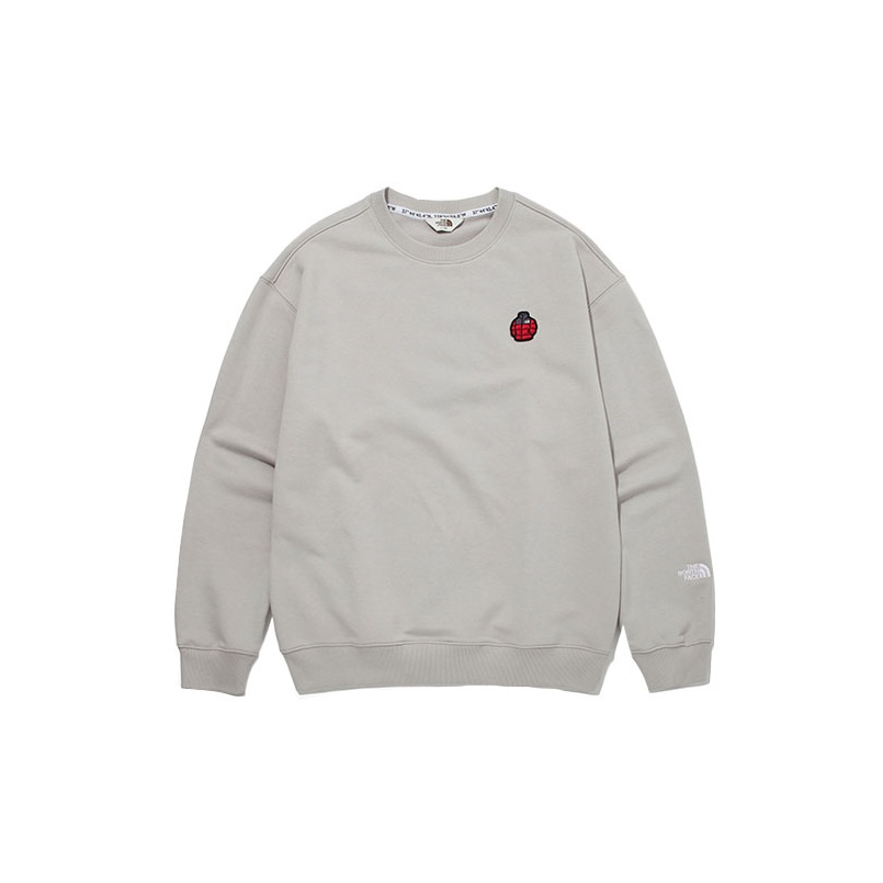 TNF Logo Embroidered Crewneck Sweatshirt Gray White Unisex Casual NM5MM53K