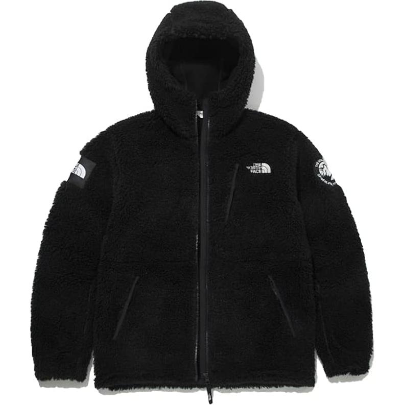 TNF Logo Embroidered Fleece Hoodie Jacket Unisex Black NJ4FM51K