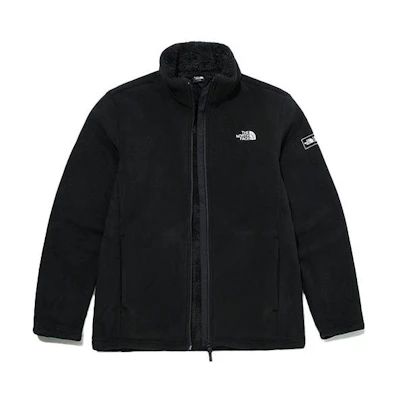 TNF Logo Embroidered Fleece Jacket Unisex Black NJ4FM50A