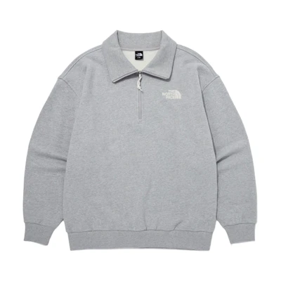 TNF Logo Embroidered Half-Zip Pullover Sweatshirt Grey Unisex NM5MQ04C