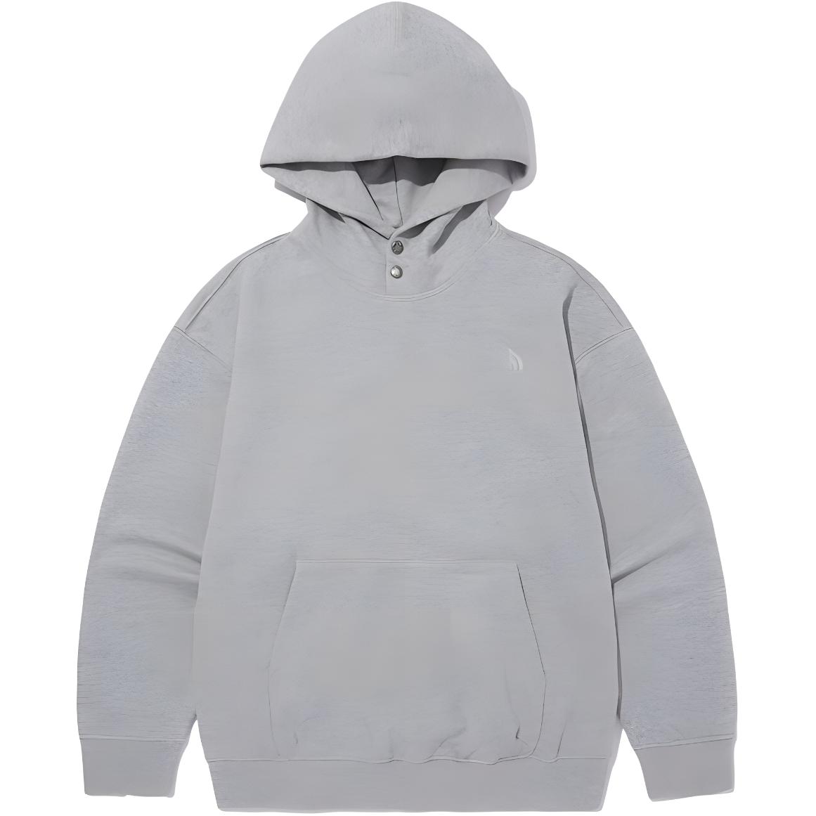 TNF Logo Embroidered Hoodie Grey Loose Fit Long Sleeve NM5PQ55B