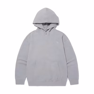 TNF Logo Embroidered Hoodie Grey Loose Fit Long Sleeve NM5PQ55B