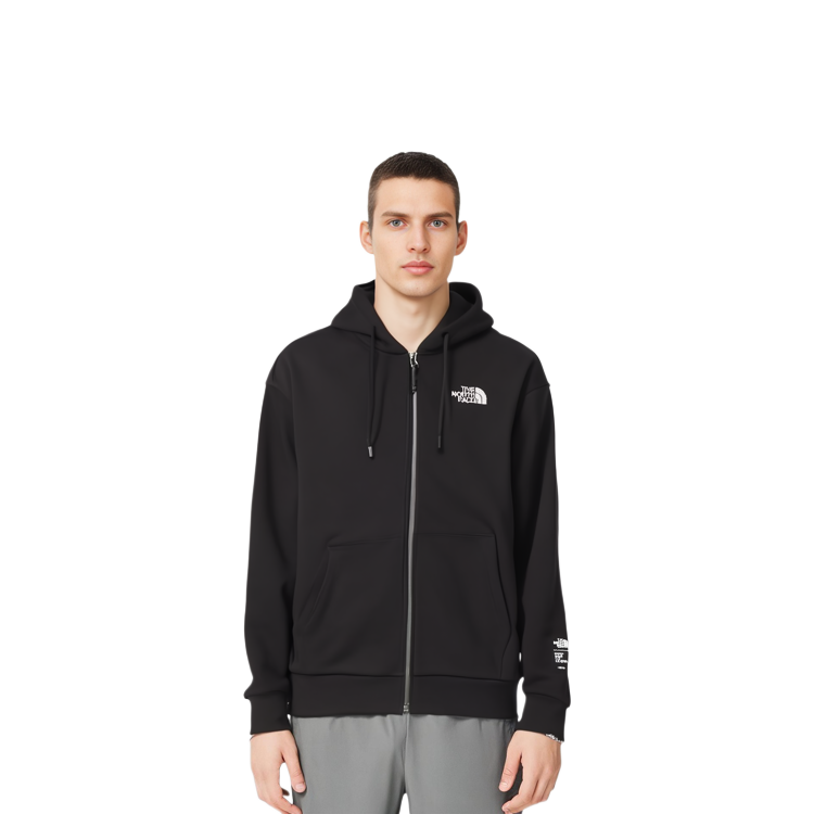 TNF Logo Embroidered Hoodie Jacket Unisex Black NJ5JP80A 圖 4