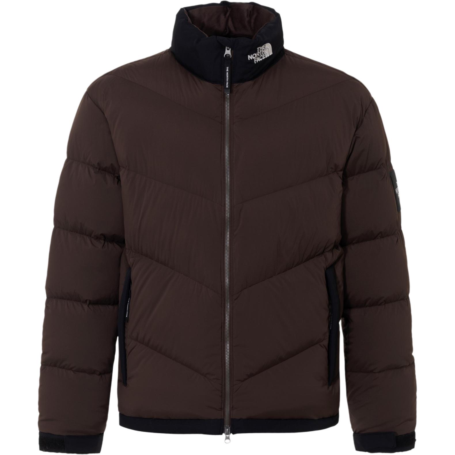 TNF Logo Embroidered Patchwork Down Jacket Brown - NJ1DQ63L