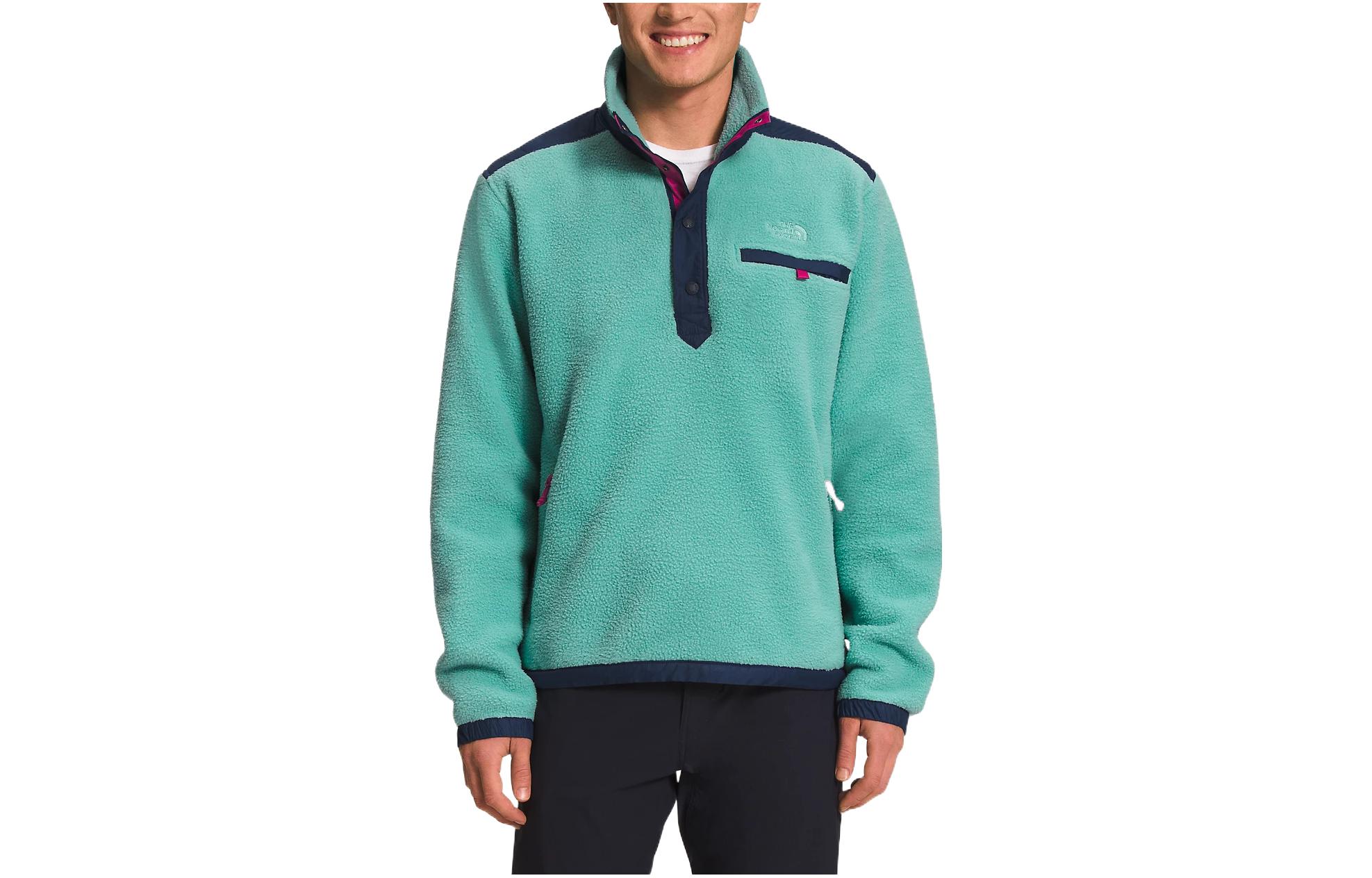 TNF Logo Embroidered Retro Half-Button Green Jacket for Men NF0A7ZWY-D02