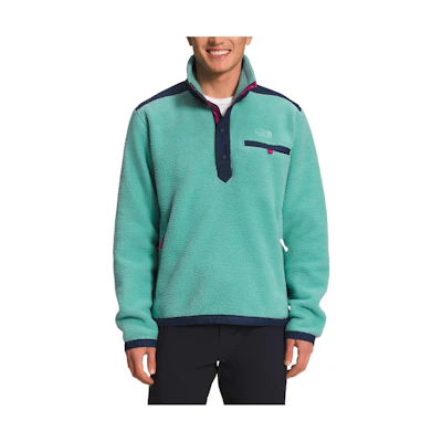 TNF Logo Embroidered Retro Half-Button Green Jacket for Men NF0A7ZWY-D02