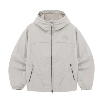 TNF Logo Embroidered White Zip-Up Hoodie Jacket Unisex NJ3NQ51L