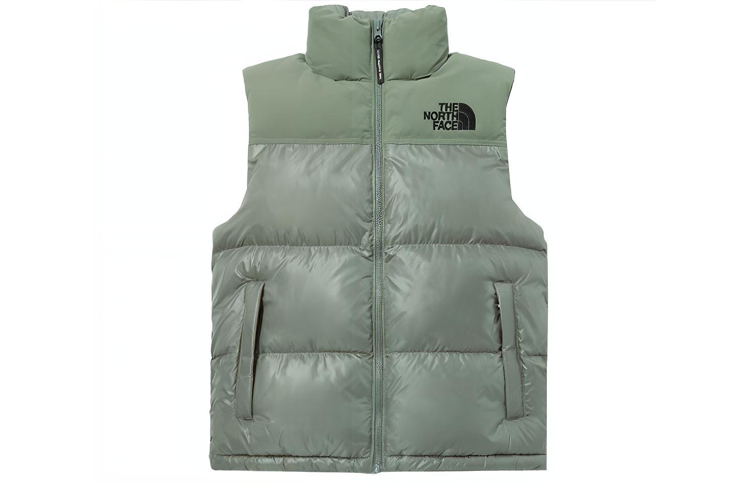 THE NORTH FACE Logo Embroidered Windproof Detachable Hood Vest Khaki Green Unisex NV3NP55B