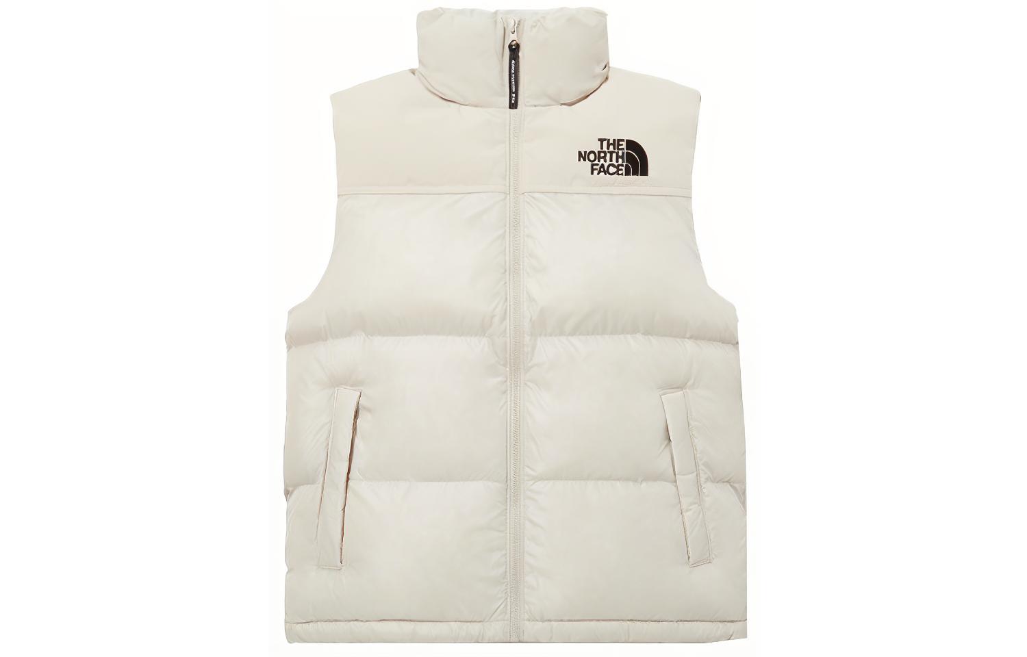 The North Face Logo Embroidered Windproof Fleece Vest Sand White Unisex NV3NP55C