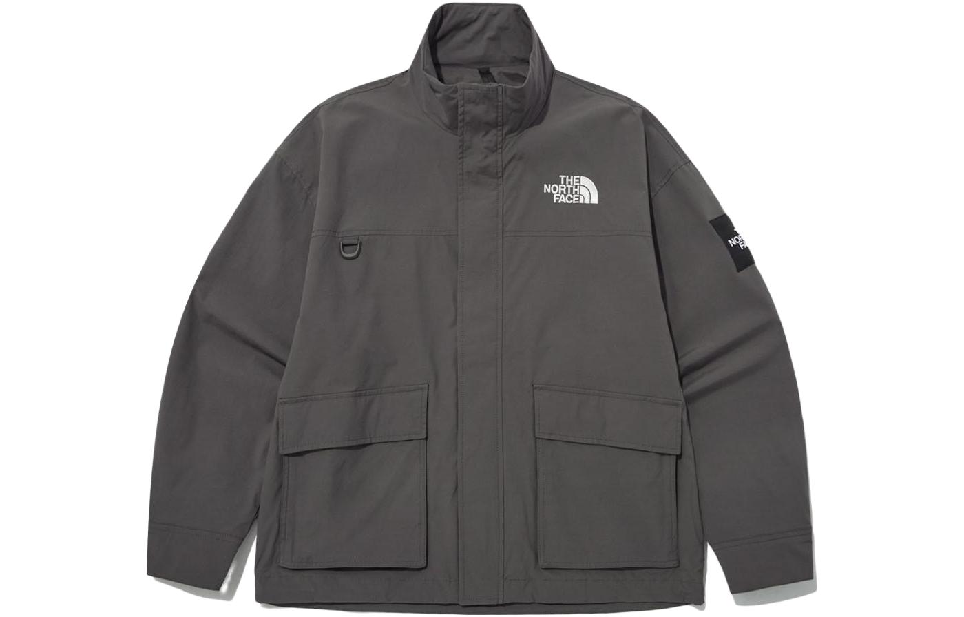 TNF Logo Embroidered Windproof Waterproof Jacket Unisex Grey NJ3BP07M