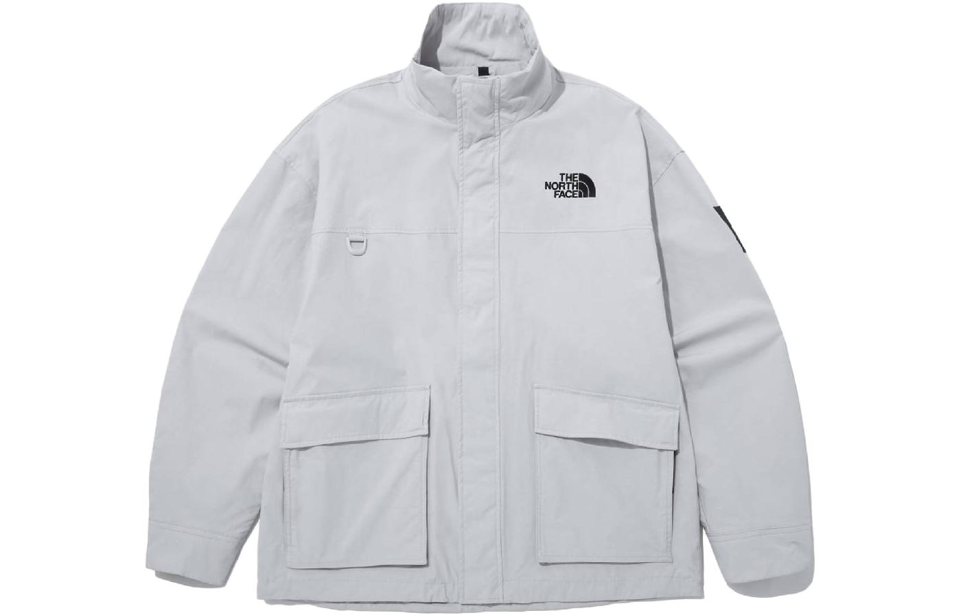 TNF Logo Embroidered Windproof Waterproof Outdoor Jacket Gray Unisex NJ3BP07L