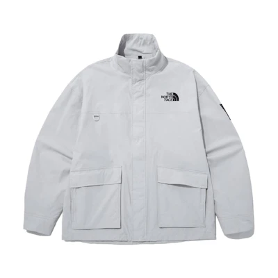 TNF Logo Embroidered Windproof Waterproof Outdoor Jacket Gray Unisex NJ3BP07L