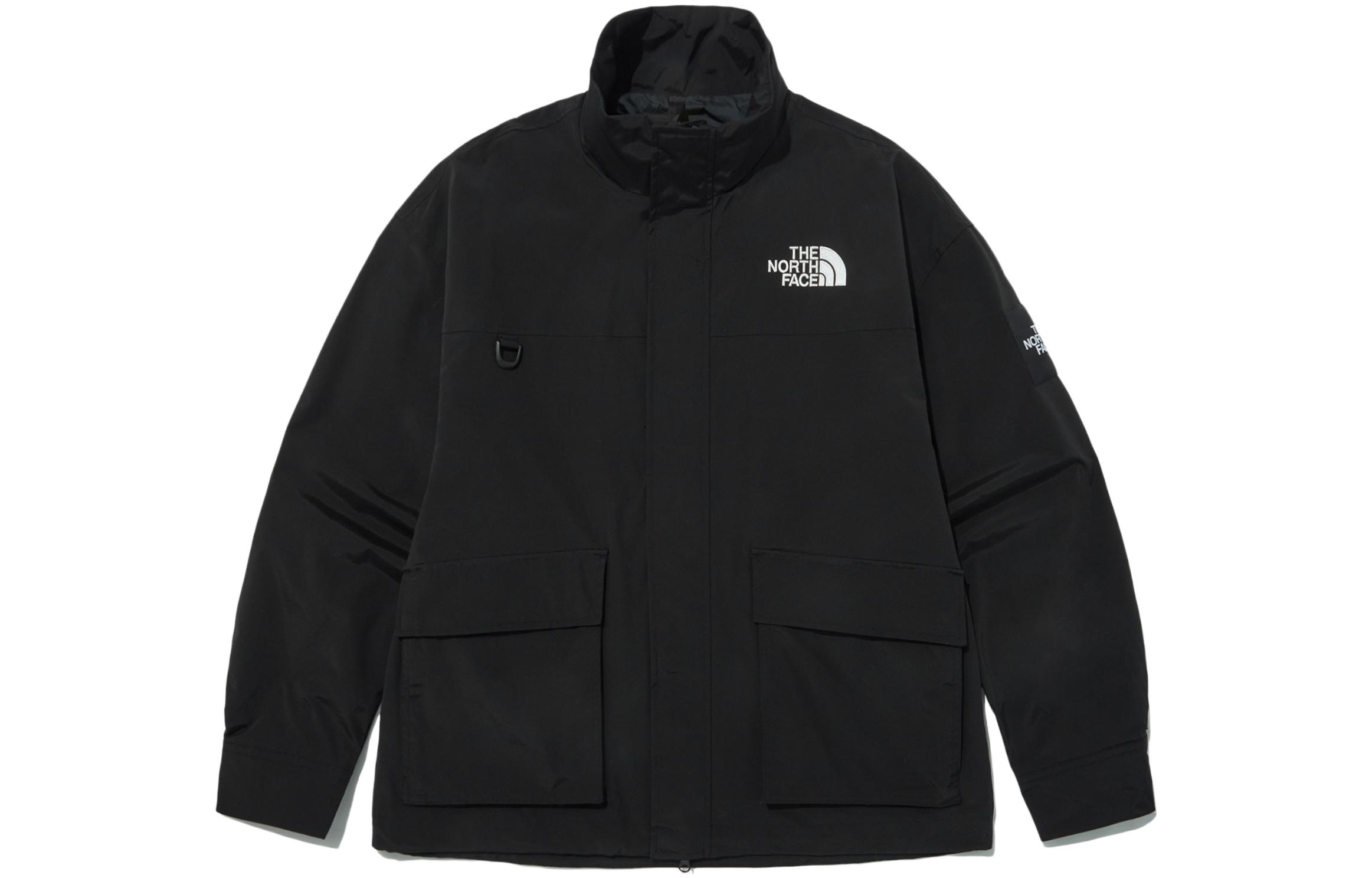 TNF Logo Embroidered Windproof Waterproof Black Unisex Jacket NJ3BP07J