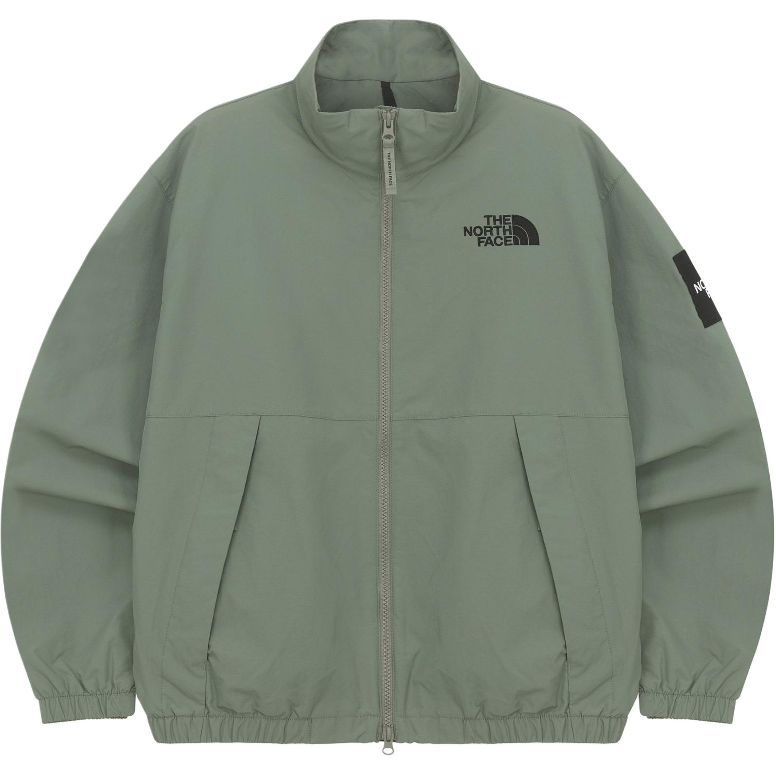 TNF Logo Embroidered Zip-Up Loose Jacket Olive Green - NJ3BQ54K