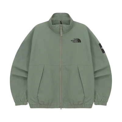 TNF Logo Embroidered Zip-Up Loose Jacket Olive Green - NJ3BQ54K