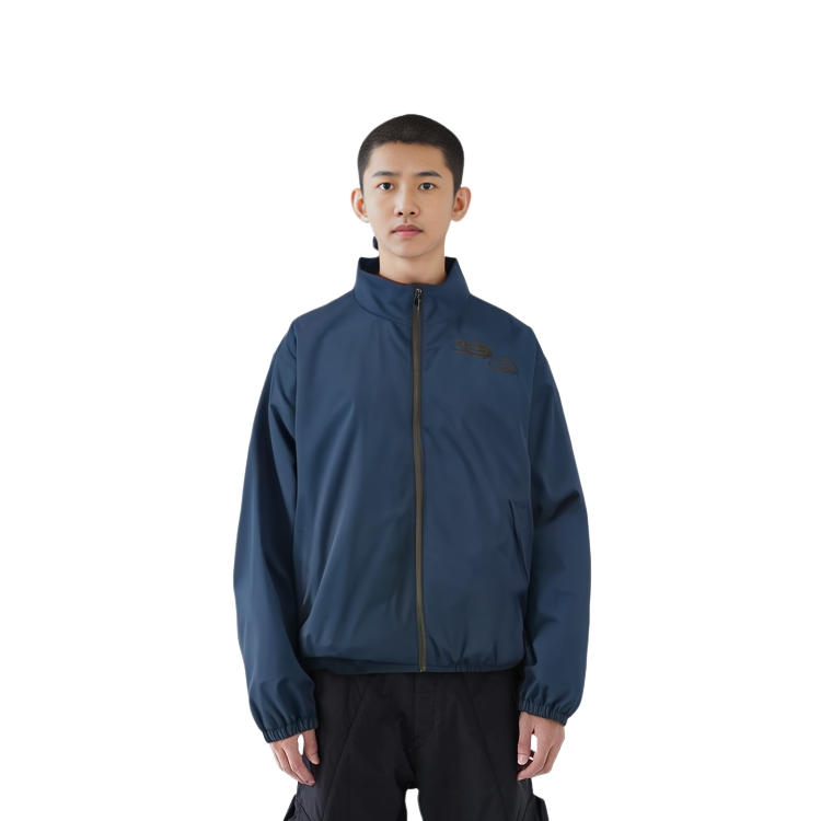 TNF Logo Embroidered Zip-Up Loose Jacket Unisex Blue NI3BP75N 圖 4