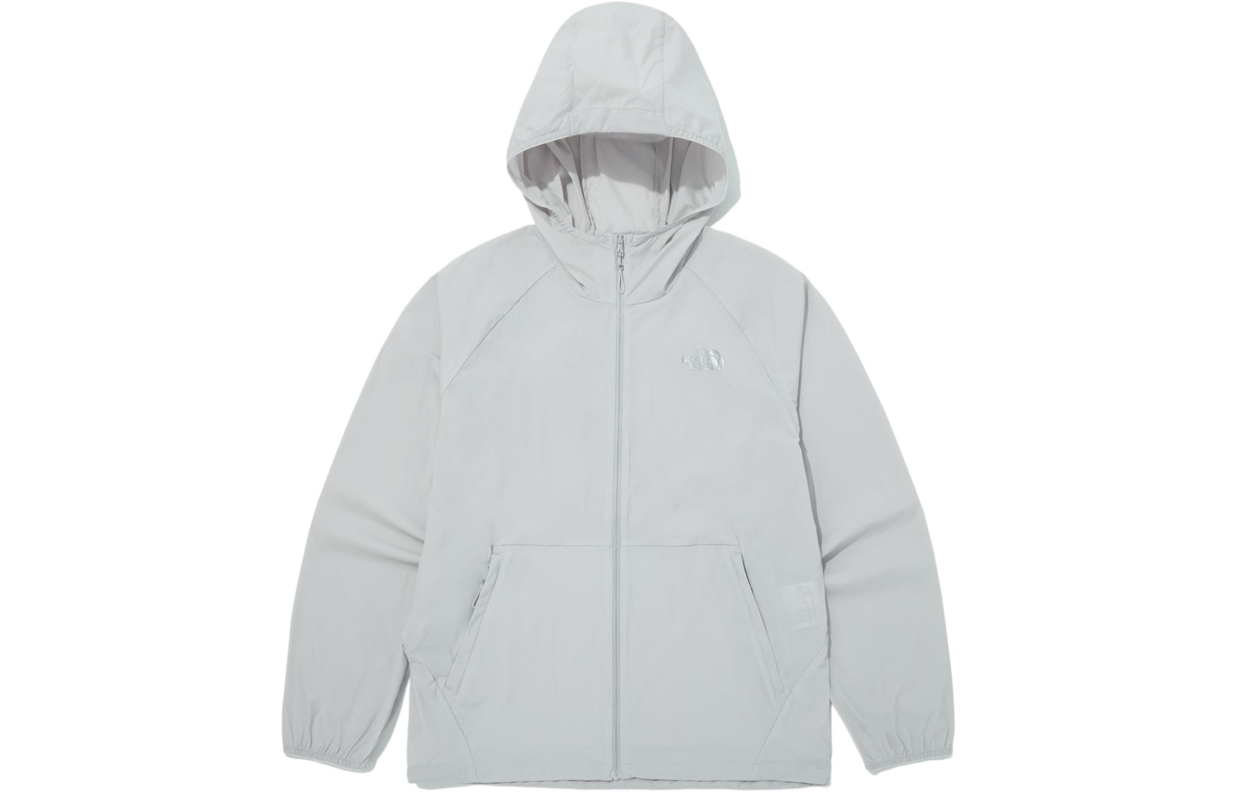 TNF Logo Embroidered Zip Hoodie Jacket Unisex - Grey NJ3LQ05L