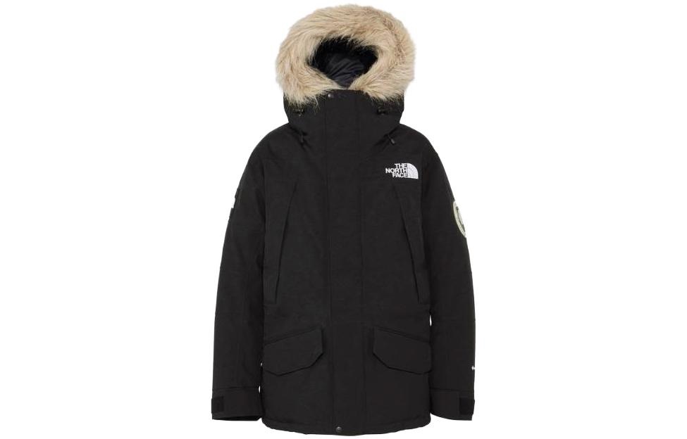 TNF Logo Embroidery Hooded Insulated Down Jacket Unisex - Black ND92342-K