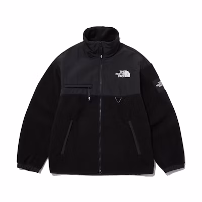 TNF Logo Fleece Jacket Black Unisex, Zip-Up Stand Collar Design. NJ4FP52J