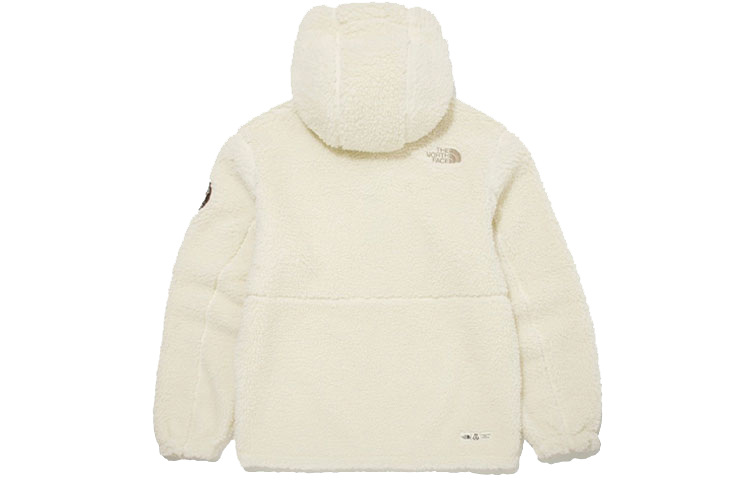TNF Logo Fleece Multi-Pocket Hoodie Jacket Beige Unisex Relaxed Fit NJ4FM57A 圖 3
