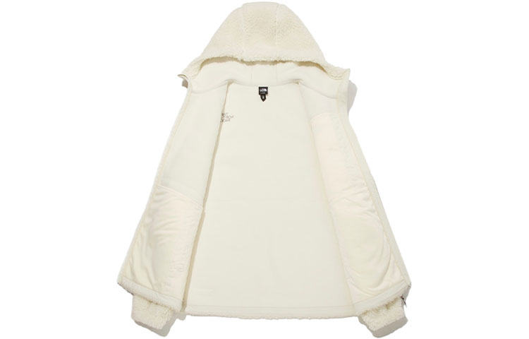 TNF Logo Fleece Multi-Pocket Hoodie Jacket Beige Unisex Relaxed Fit NJ4FM57A 圖 4