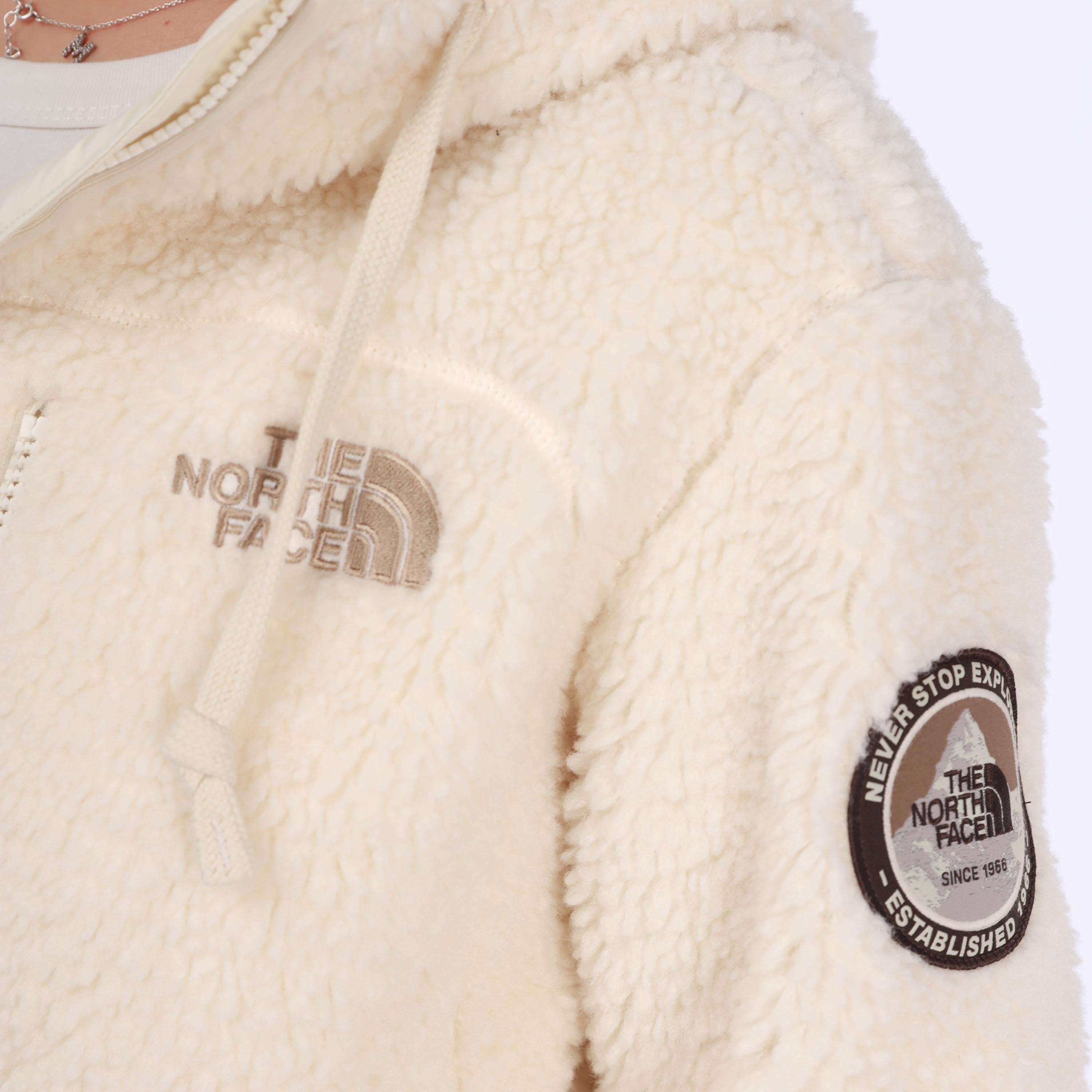 TNF Logo Fleece Multi-Pocket Hoodie Jacket Beige Unisex Relaxed Fit NJ4FM57A 圖 7