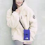 Cheap The North Face Logo Fleece Hoodie Beige Unisex Poket Pelbagai Fit Santai NJ4FM57A