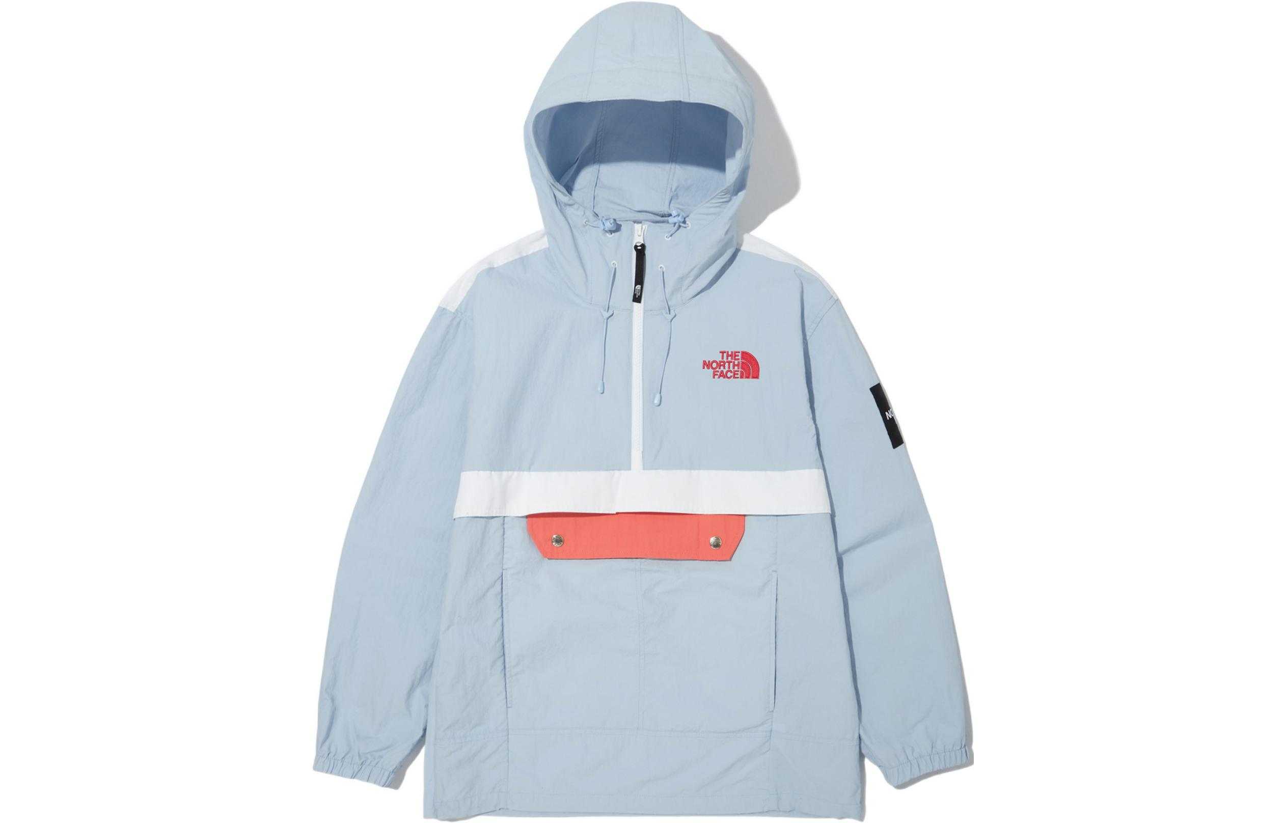 TNF Logo Half-Zip Colorblock Hoodie Jacket Blue - Unisex Style NA3BN01L