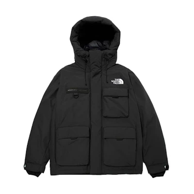 TNF Logo Hooded Down Jacket Winter Mens Carbon Black. NJ1DM67B