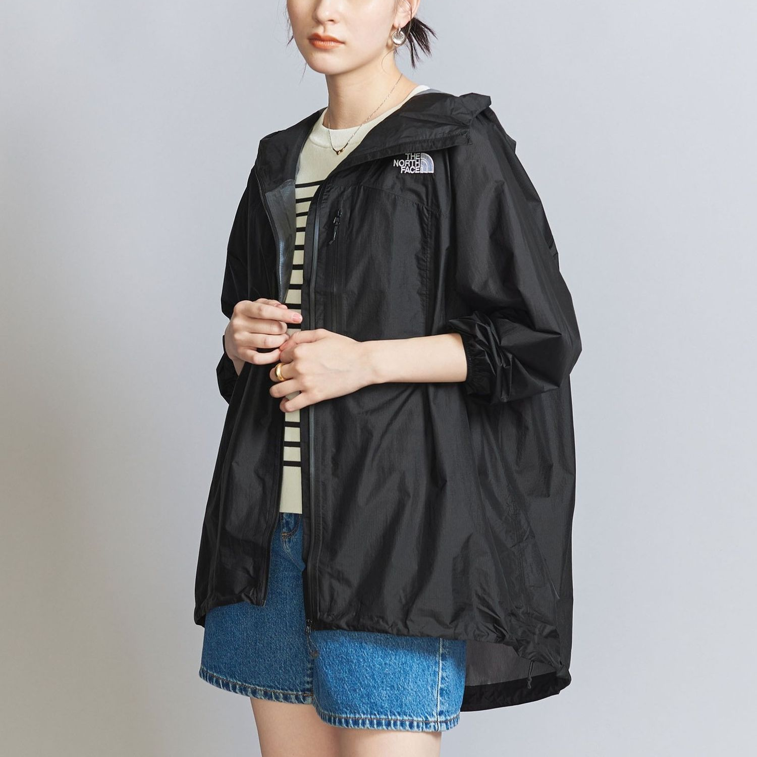 TNF Logo Hooded Zip-Up Loose-Fit Jacket Unisex Black NP12311-K 圖 5