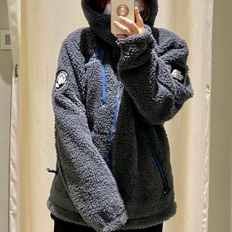 TNF Logo Hoodie Fleece Outdoor Jacket Unisex - Grey NJ4FM51L 圖 5