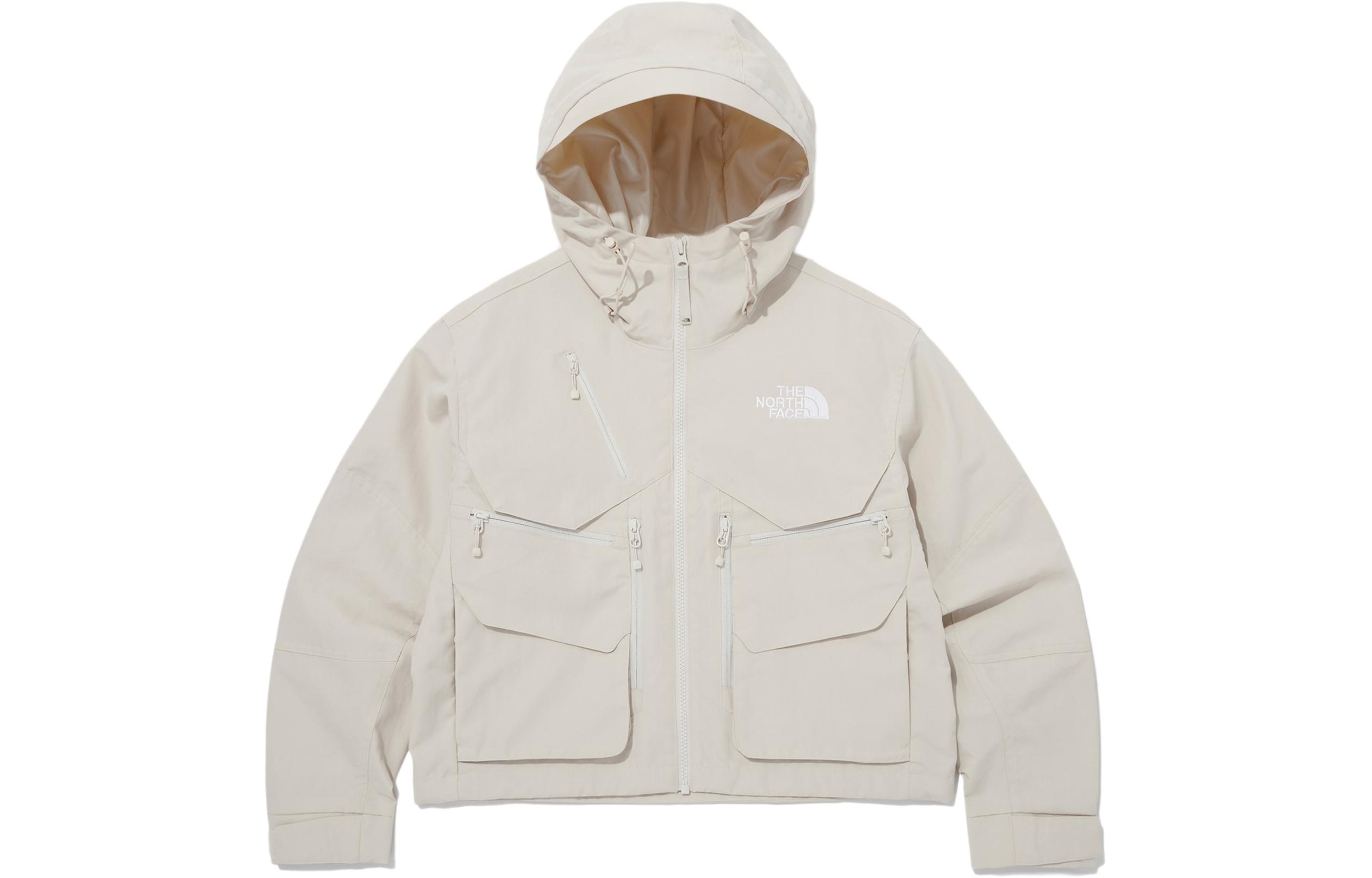 TNF Logo Hoodie Multi-Pocket Long-Sleeve Jacket Beige Unisex NJ3BQ04B 圖 2