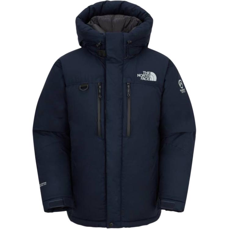 TNF Logo Patch Hooded Long Parka Navy Blue NJ1DQ99B
