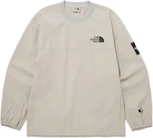 The North Face Logo Patchwork Crewneck Sweatshirt Unisex White Sand Color NM5MP03L The North Face Logo Patchwork Crewneck Sweatshirt Unisex White Sand Color NM5MP03L
