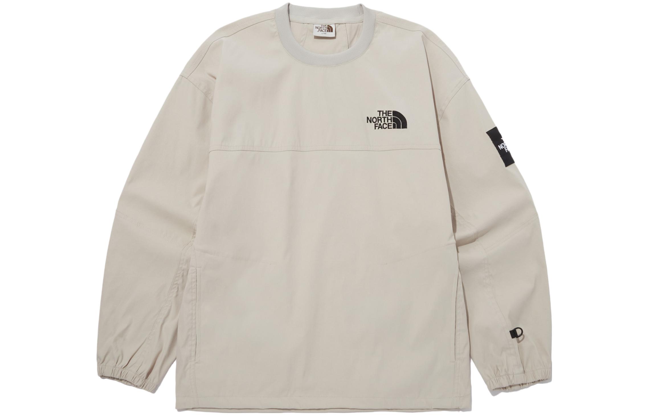 Order The North Face Logo 拼接設計中性款圓領長袖衛衣 白沙色 NM5MP03L