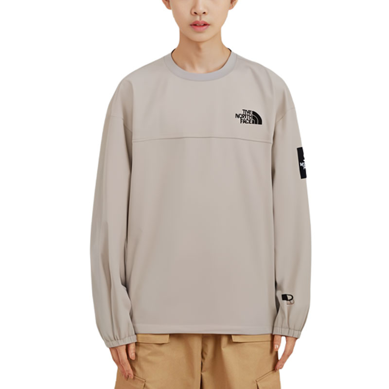 Purchase The North Face Logo 拼接設計中性款圓領長袖衛衣 白沙色 NM5MP03L